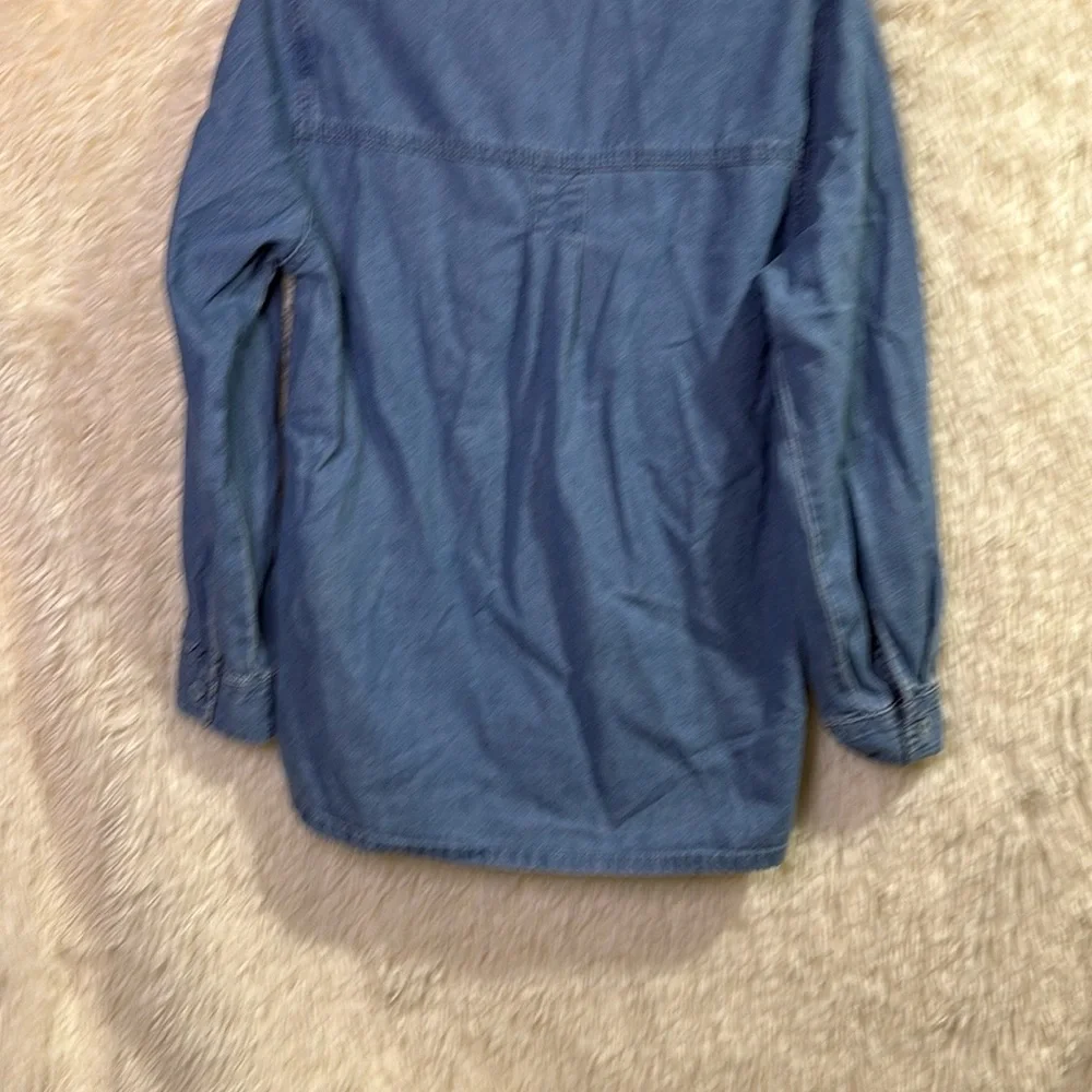 Vintage Blue Cat Embroidered Denim Shirt